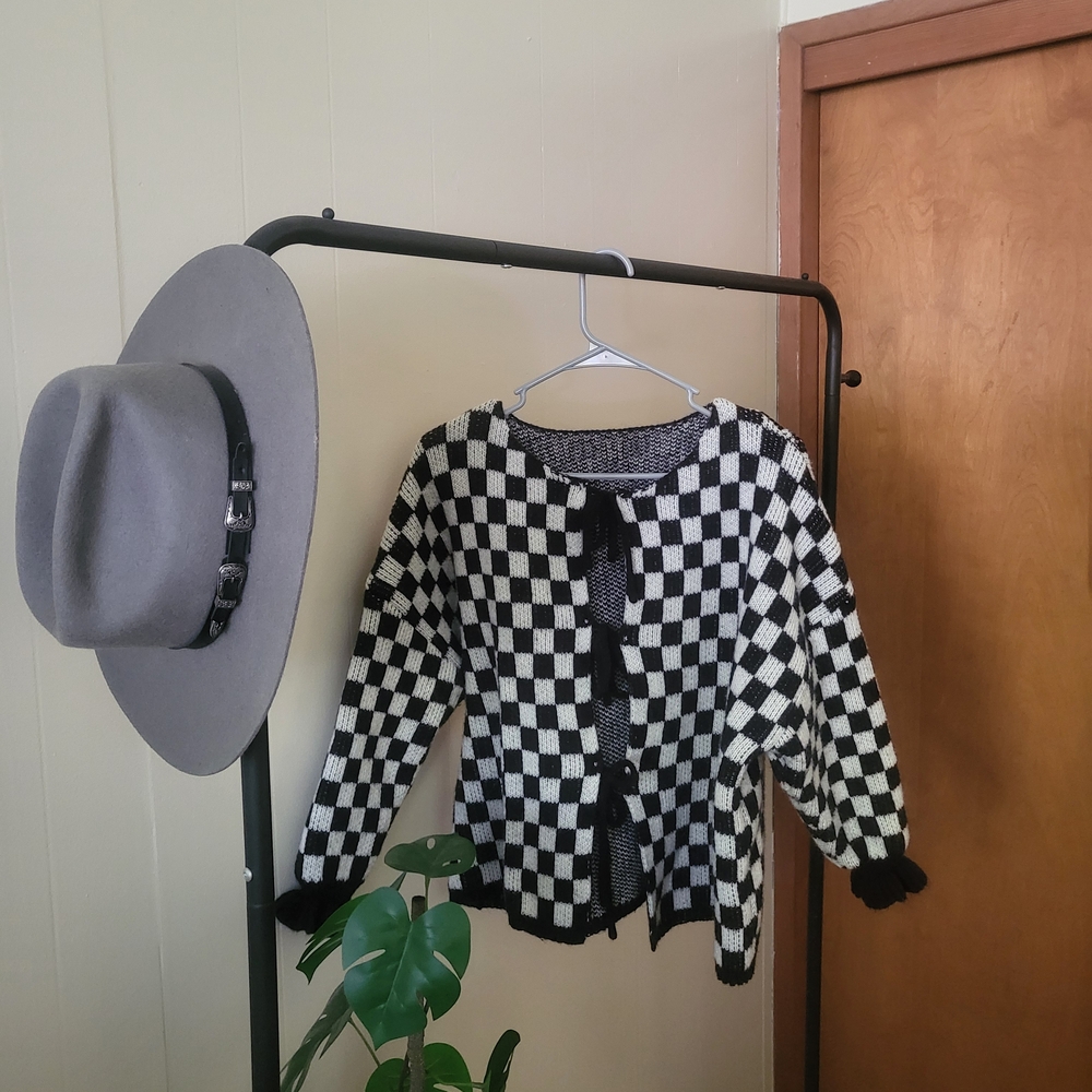 Black and White Checkered Cardigan